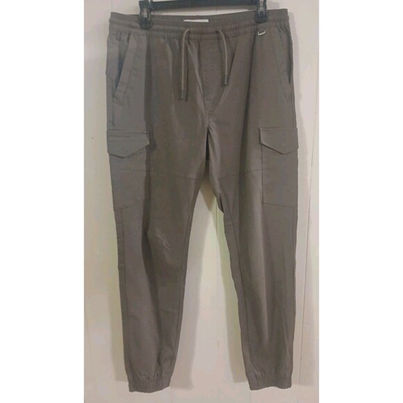 Projek Raw Pants Mens Medium Chocolate  Taper Leg Cargo Utility Casual Trousers - Picture 1 of 6